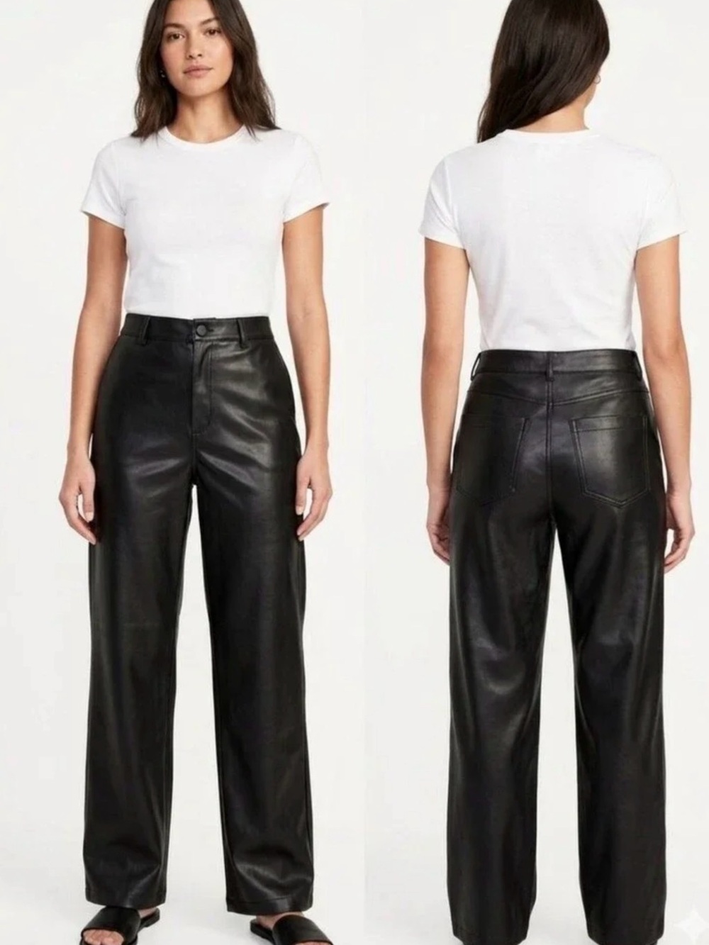 Old Navy Black Wide-Leg Faux Leather Pants